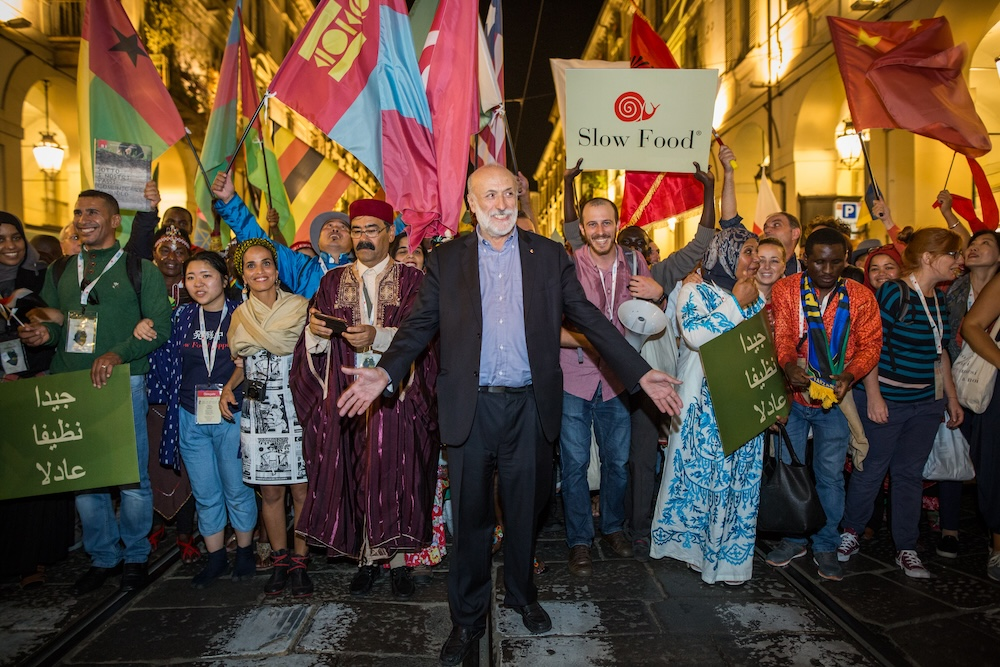 Carlo Petrini with Slow Food delegates from around the world